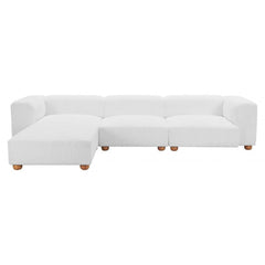 White Tayte sofa by Zuo Modern featuring modern pine wood legs and gray fabric upholstery for stylish indoor living room decor.