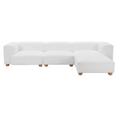 White Tayte sofa by Zuo Modern featuring modern pine wood legs and gray upholstery, ideal for elegant indoor living rooms.
