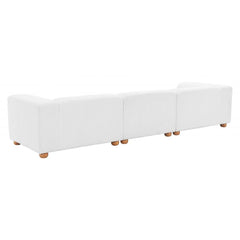 White Tayte sofa by Zuo Modern, modern pine wood frame with gray upholstery, perfect for elegant indoor living rooms.