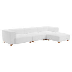 White Tayte sofa by Zuo Modern with modern pine wood legs, gray upholstered seat, and sleek design for elegant living room decor.