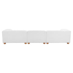 White Tayte sofa by Zuo Modern featuring modern pine wood legs and gray fabric upholstery, ideal for elegant living room decor.