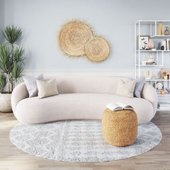 Cream Tibet sofa by Zuo Modern featuring modern shearling-style fabric, ideal for elegant indoor living room decor.