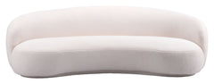 Cream Tibet Sofa by Zuo Modern featuring shearling-style fabric, modern design, white indoor sofa for elegant living rooms.