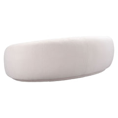 Cream Tibet Sofa by Zuo Modern featuring modern shearling-style fabric, indoor white sofa for elegant living room decor.